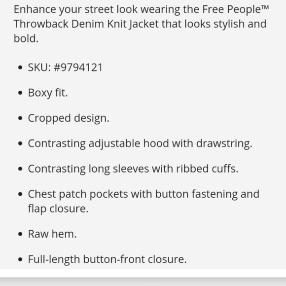 Free People Distressed Denim Jacket With Knit Sleeves Removable Hoodie large - Picture 12 of 13